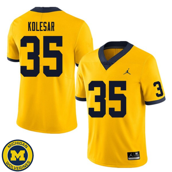 Men's Michigan Wolverines #35 Caden Kolesar Yellow Alumni Jersey